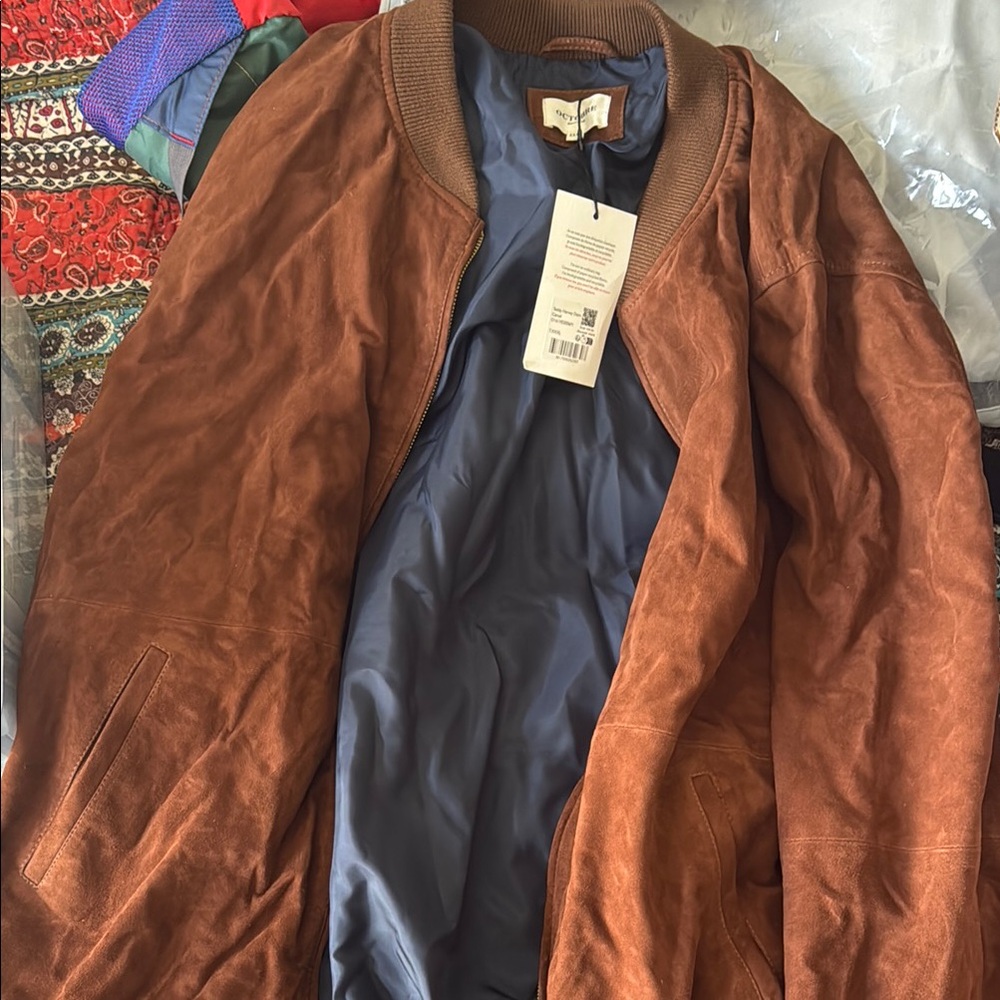 Sezane Brown Bomber Jacket with Suede Finish